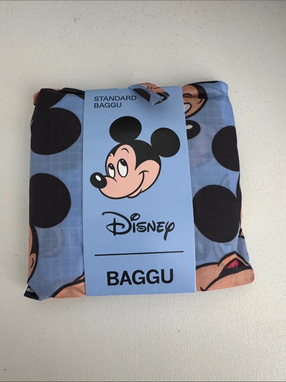 BAGGU Standard Reusable Bag - Light Blue with Black Mickey Print